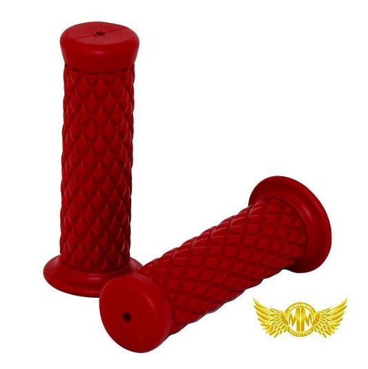 ダイヤハンドルグリップ 非貫通タイプ レッド 124mm 汎用 7/8インチ(22.2mm)ハンドル専用