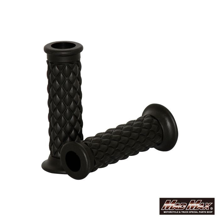 ダイヤハンドルグリップ 貫通タイプ ブラック 左右セット 汎用 7/8インチ(22.2mm)ハンドル専用