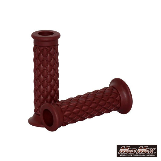 ダイヤハンドルグリップ 貫通タイプ ブラウン 左右セット 汎用 7/8インチ(22.2mm)ハンドル専用