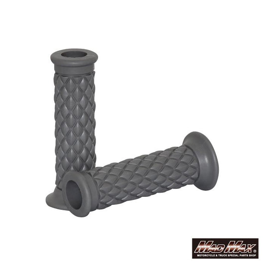 ダイヤハンドルグリップ 貫通タイプ グレー 左右セット 汎用 7/8インチ(22.2mm)ハンドル専用