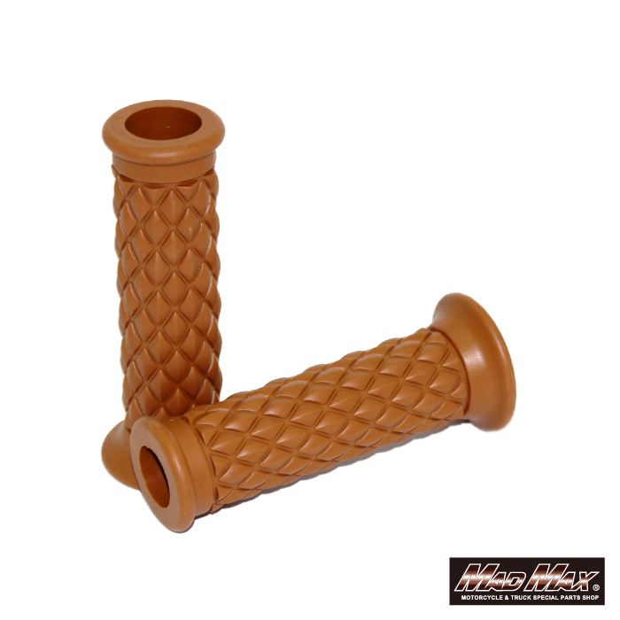 ダイヤハンドルグリップ 貫通タイプ ライトブラウン 左右セット 汎用 7/8インチ(22.2mm)ハンドル専用