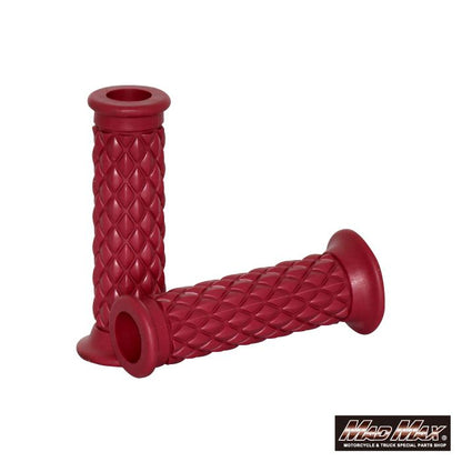 ダイヤハンドルグリップ 貫通タイプ レッド 左右セット 汎用 7/8インチ(22.2mm)ハンドル専用