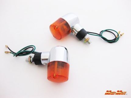 丸型 ミニウインカー クロムメッキ/オレンジ 2個セット 汎用