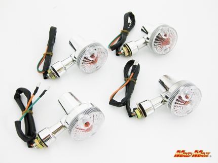 GS400タイプ ミニウインカー メッキ/クリア 4個セット 汎用(12V車用)