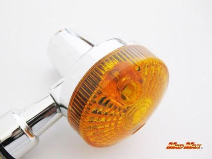 GS400 Type Mini Turn Signals Chrome/Orange Set of 4 Universal (for 12V vehicles)