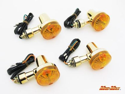 GS400 Type Mini Turn Signals Gold/Amber 4-Piece Set Universal (for 12V vehicles)