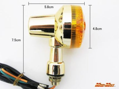 GS400 Type Mini Turn Signals Gold/Amber 4-Piece Set Universal (for 12V vehicles)
