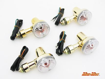 GS400 Type Mini Turn Signals, Gold/Clear, Set of 4, Universal (for 12V vehicles)