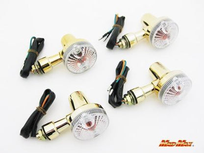 GS400 Type Mini Turn Signals, Gold/Clear, Set of 4, Universal (for 12V vehicles)