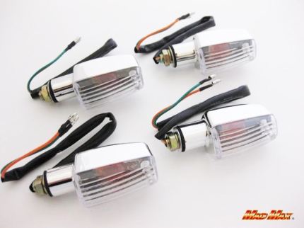 CB400SFタイプ ミニウインカー メッキ/クリア 4個セット 汎用(12V車用)