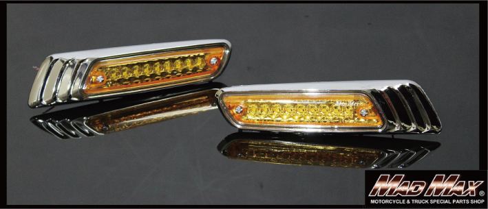 9x SMD Laurel Turn Signal Chrome/Orange 45x185x23mm (H/W/D) Universal (12V only)