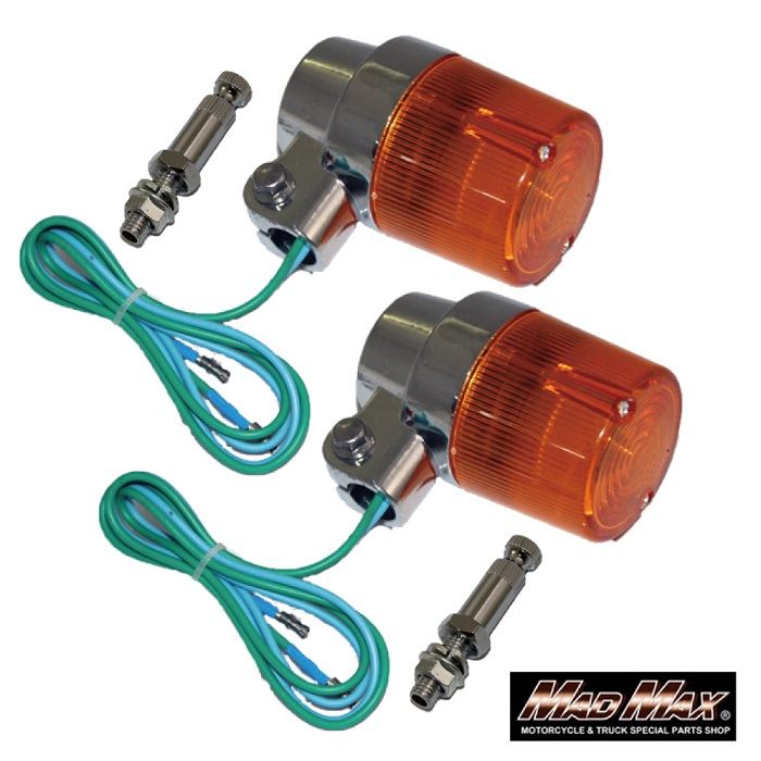 丸型ヨーロピアンウインカー 取付ステー付 オレンジ 2個セット 汎用