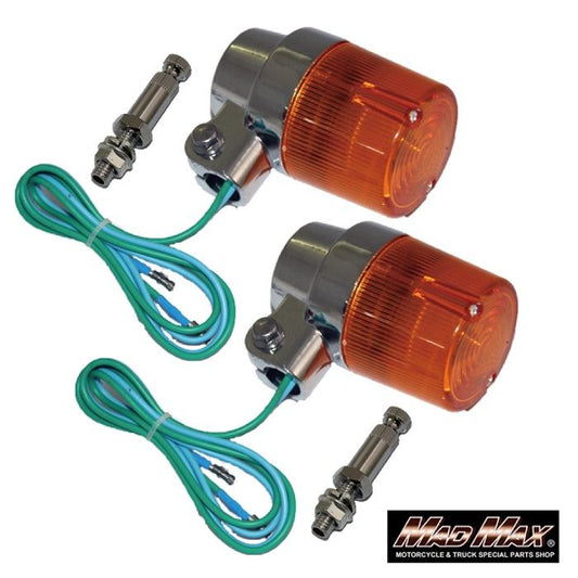 丸型ヨーロピアンウインカー 取付ステー付 オレンジ 2個セット 汎用