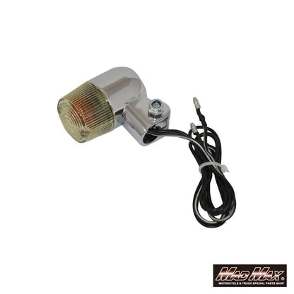 Round Mini European Turn Signals Silver/Amber, Set of 2, Universal