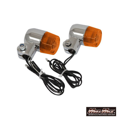 Round Mini European Turn Signals, Silver/Orange, 2-Piece Set, Universal Fit