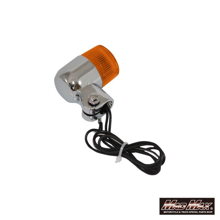 Round Mini European Turn Signals, Silver/Orange, 2-Piece Set, Universal Fit