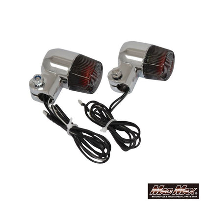 Round Mini European Turn Signals, Silver/Smoke, Set of 2, Universal