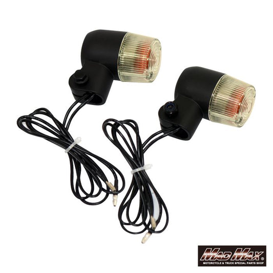 丸型ミニヨーロピアンウインカー ブラック/黄ばみ 2個セット 汎用