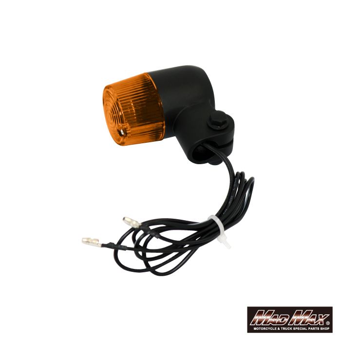 Round Mini European Turn Signals, Black/Amber, 2-Pack, Universal