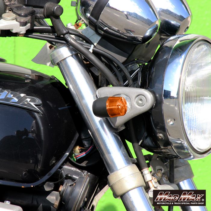 Round Mini European Turn Signals, Black/Amber, 2-Pack, Universal