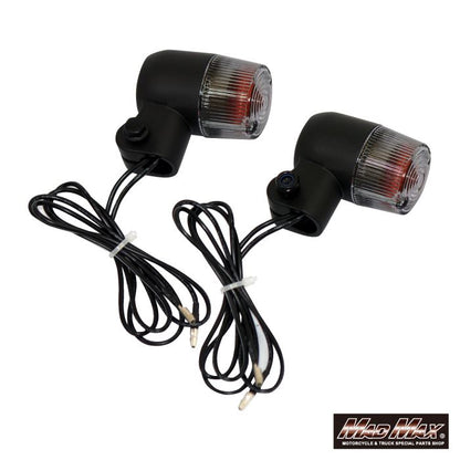 Round Mini European Turn Signals, Black/Smoke, Set of 2, Universal