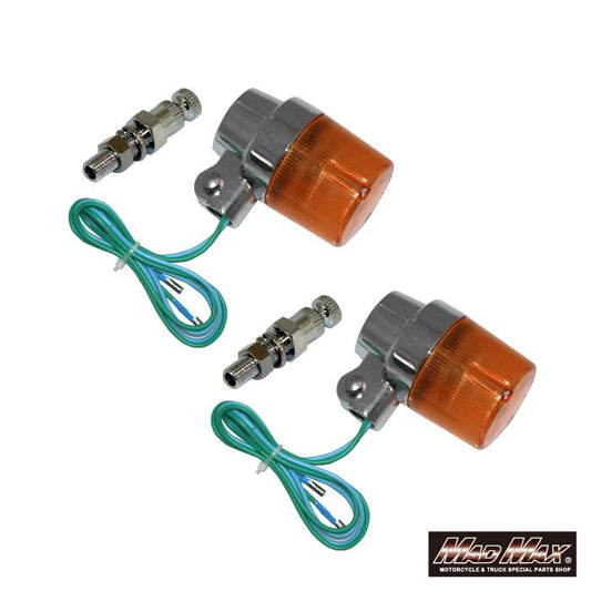 丸型ヨーロピアンウインカー 取付ステー(ショート)付 オレンジ 2個セット 汎用