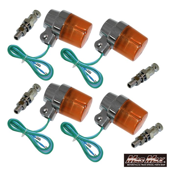 丸型ヨーロピアンウインカー 取付ステー(ショート)付 オレンジ 4個セット 汎用