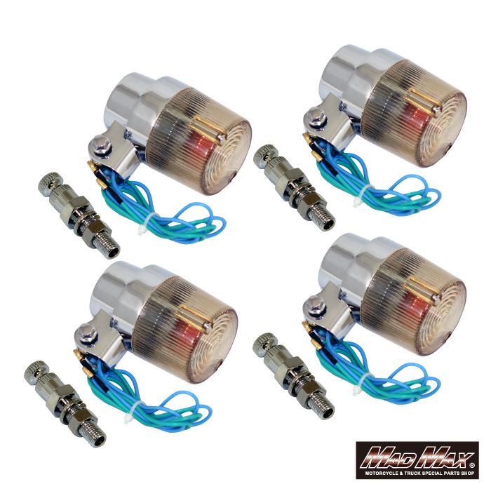 丸型ヨーロピアンウインカー 取付ステー(ショート)付 黄ばみ 4個セット 汎用