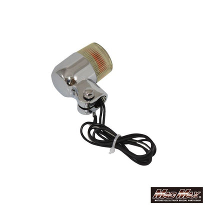 Round Mini European Turn Signals M10 x 76mm / with Mounting Bracket - Silver / Yellowed - Set of 4 - Universal