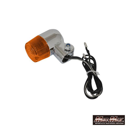 Round Mini European Turn Signals M10 x 76mm / with Mounting Bracket - Silver/Amber - 4-piece set - Universal