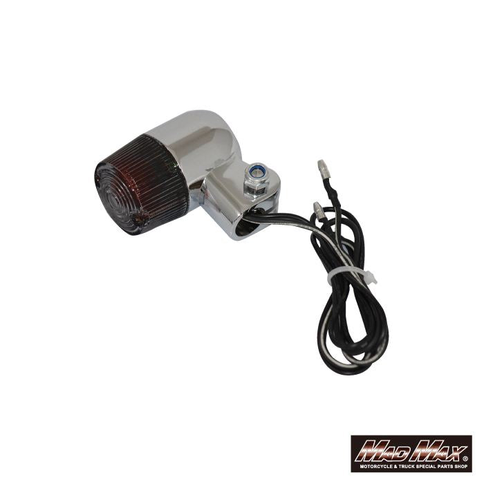 丸型ミニヨーロピアンウインカー M10×76mm/取付ステー付 シルバー/スモーク 2個セット 汎用