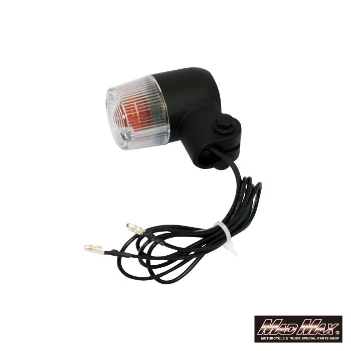 丸型ミニヨーロピアンウインカー M10×76mm/取付ステー付 ブラック/クリア 4個セット 汎用