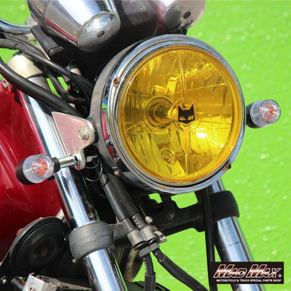 丸型ミニヨーロピアンウインカー M10×76mm/取付ステー付 ブラック/クリア 4個セット 汎用