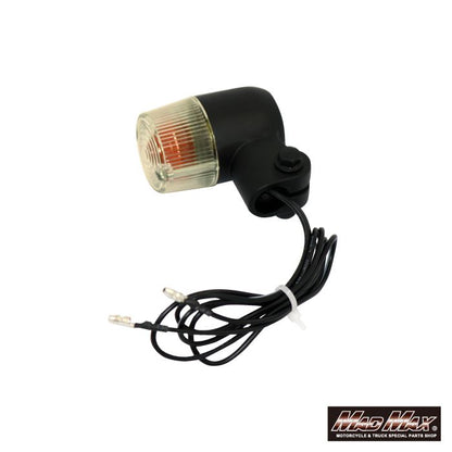 Round Mini European Turn Signals M10 x 76mm/with Mounting Bracket Black/Yellow Lens 2pc Set Universal