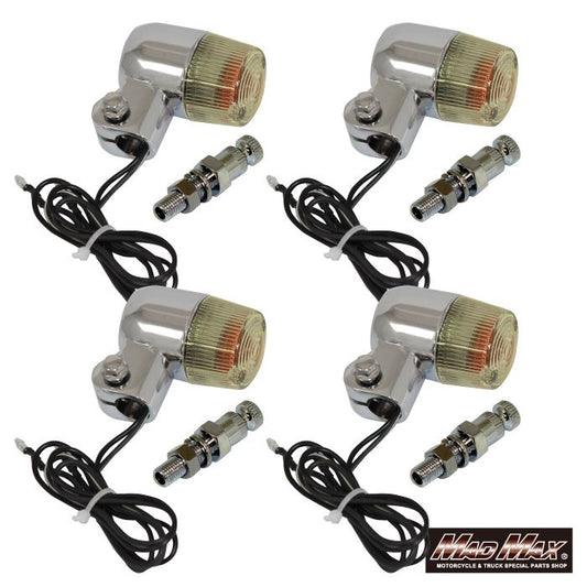 丸型ミニヨーロピアンウインカー M10×60mm/取付ステー付 シルバー/黄ばみ 4個セット 汎用