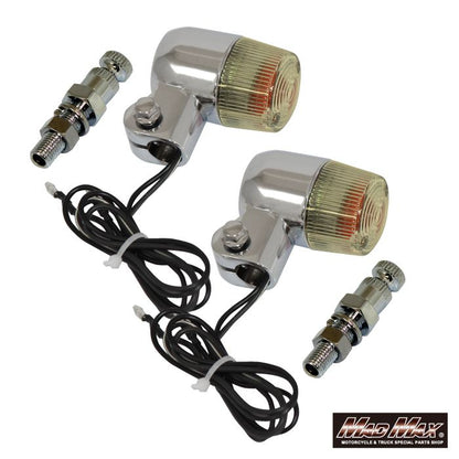 丸型ミニヨーロピアンウインカー M10×60mm/取付ステー付 シルバー/黄ばみ 2個セット 汎用