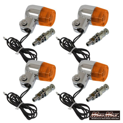 丸型ミニヨーロピアンウインカー M10×60mm/取付ステー付 シルバー/オレンジ 4個セット 汎用