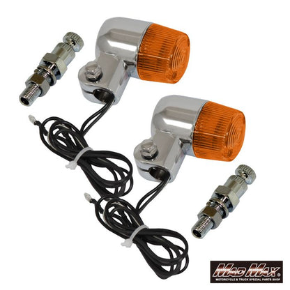 丸型ミニヨーロピアンウインカー M10×60mm/取付ステー付 シルバー/オレンジ 2個セット 汎用