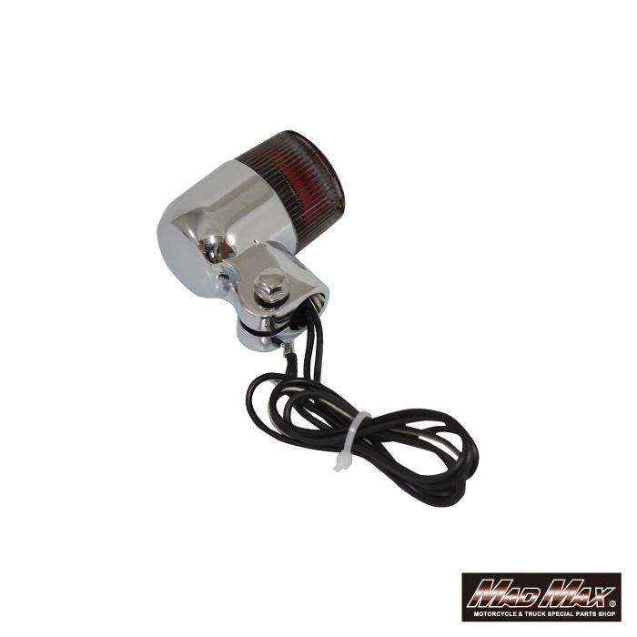 Round Mini European Turn Signals M10 x 60mm / with Mounting Bracket, Silver/Smoke, Set of 4, Universal