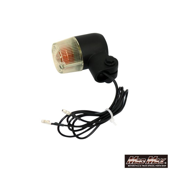 丸型ミニヨーロピアンウインカー M10×60mm/アルミ製取付ステー付 ブラック/黄ばみ 4個セット 汎用