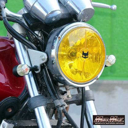 丸型ミニヨーロピアンウインカー M10×60mm/アルミ製取付ステー付 ブラック/黄ばみ 4個セット 汎用