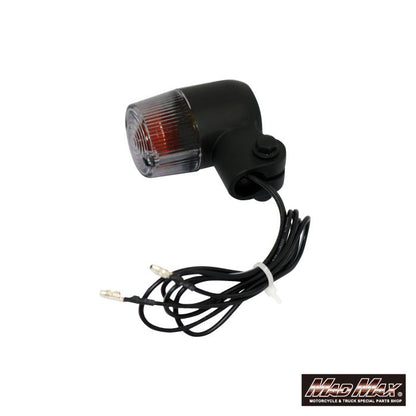 丸型ミニヨーロピアンウインカー M10×73mm/アルミ製取付ステー付 ブラック/スモーク 2個セット 汎用