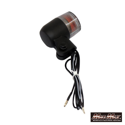 丸型ミニヨーロピアンウインカー M10×73mm/アルミ製取付ステー付 ブラック/スモーク 2個セット 汎用