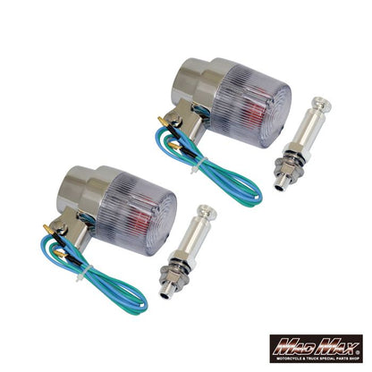 丸型ヨーロピアンウインカー M10×73mm/アルミ取付ステー付 クリア 2個セット 汎用