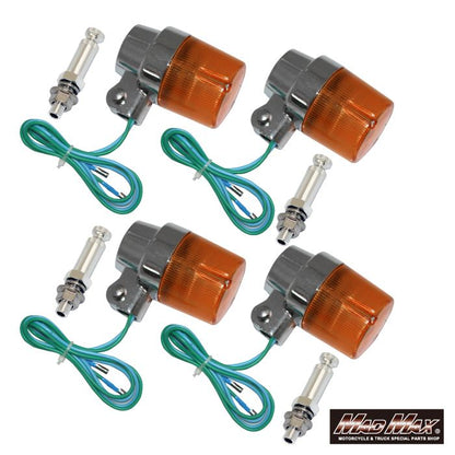 丸型ヨーロピアンウインカー M10×73mm/アルミ取付ステー付 オレンジ 4個セット 汎用