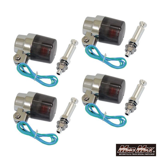 丸型ヨーロピアンウインカー M10×73mm/アルミ取付ステー付 スモーク 4個セット 汎用
