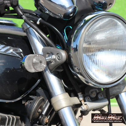 丸型ヨーロピアンウインカー M10×73mm/アルミ取付ステー付 クリア 4個セット 汎用