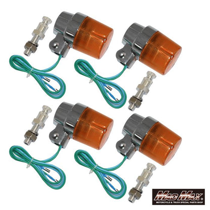 丸型ヨーロピアンウインカー M10×60mm/アルミ取付ステー付 オレンジ 4個セット 汎用