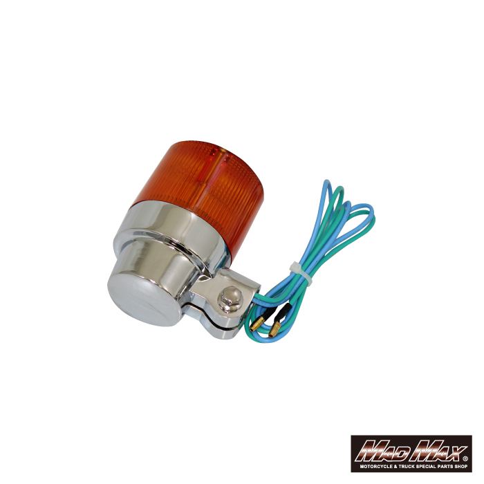 Round European Turn Signal M10 x 73mm / with Aluminum Mounting Bracket, Orange, 2pcs, Universal