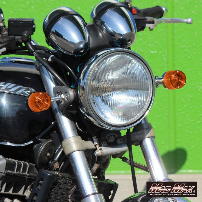 丸型ヨーロピアンウインカー M10×73mm/アルミ取付ステー付 オレンジ 4個セット 汎用